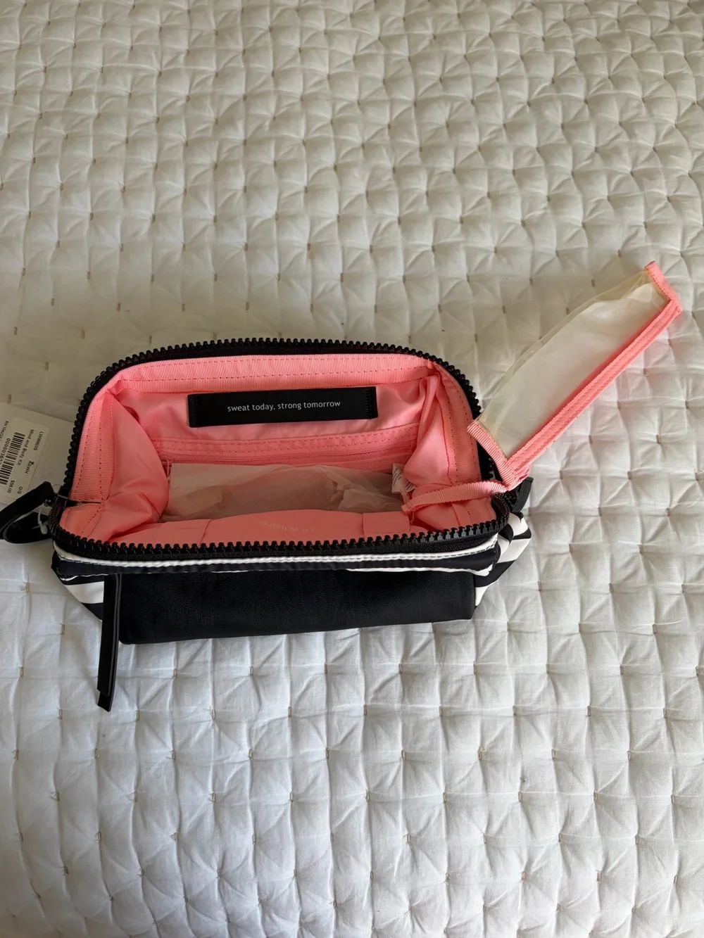 lululemon athletica Black and White Striped  Mind and Body Toiletry Kit
